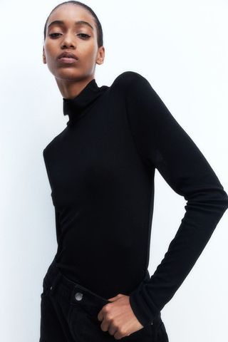 Modal-Blend Turtleneck Top