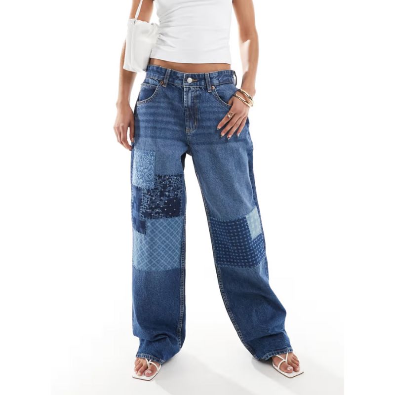 ASOS , Baggy Jean in Dark Blue with Patchwork Detail