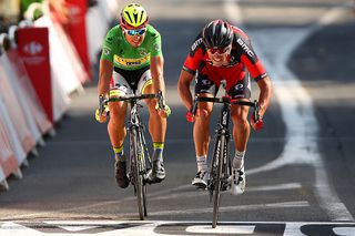 Greg Van Avermaet (right) gets the better of Peter Sagan to win stage 13 of the 2015 Tour de France in Rodez
