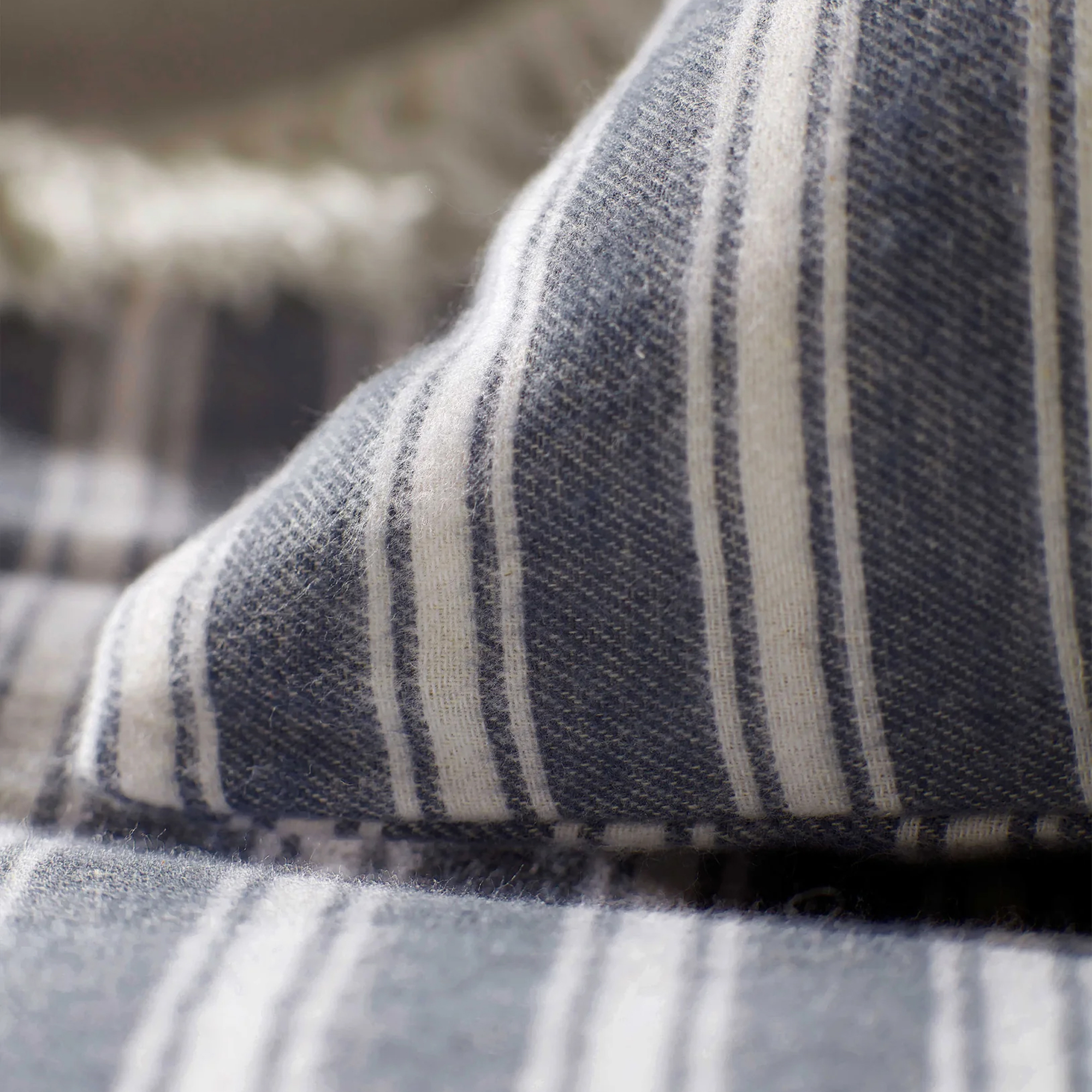 Secret Linen Store French Blue Fred Stripe Brushed 100% Organic Cotton Bed Linen