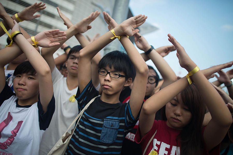 Hong Kong protesters block streets on China&amp;#039;s National Day