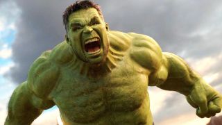 A screenshot of Hulk roaring at something off camera