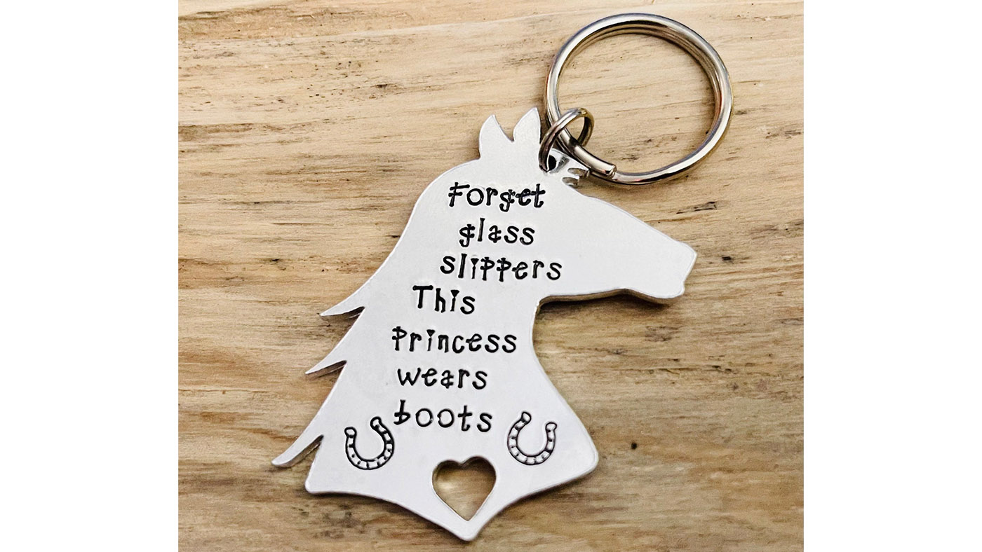 Hand-stamped horse keyring cheap horse gifts