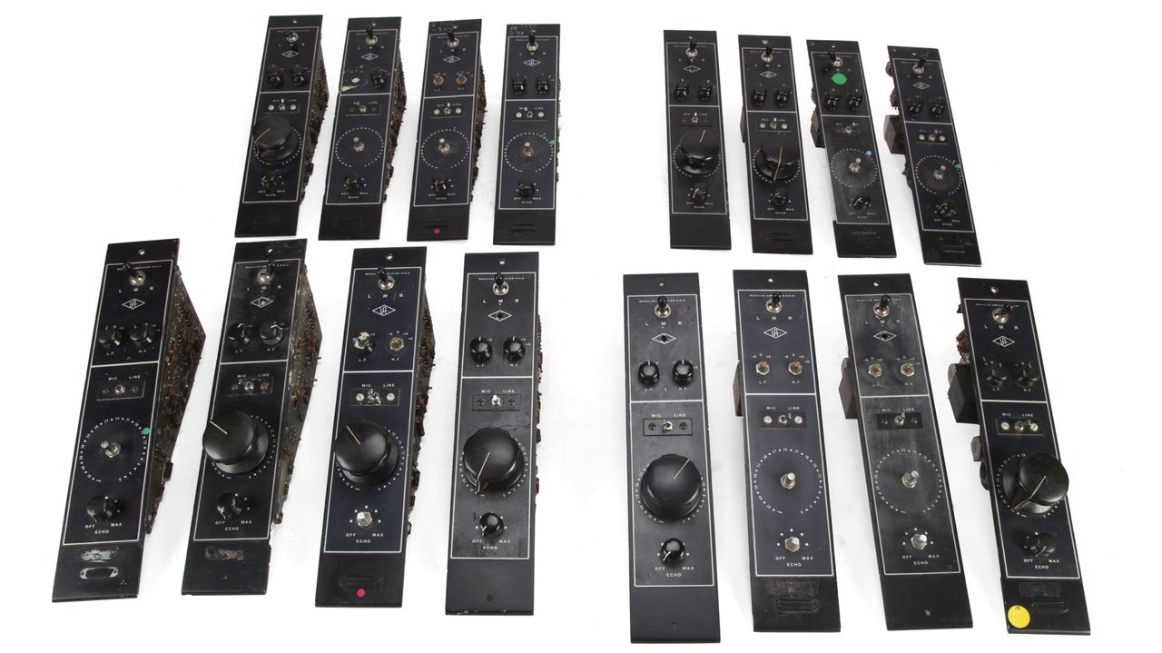 Sixteen Universal Audio 610 preamp console modules in black (est $9000-11000)
