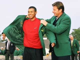 tiger woods winning the masters green jacket