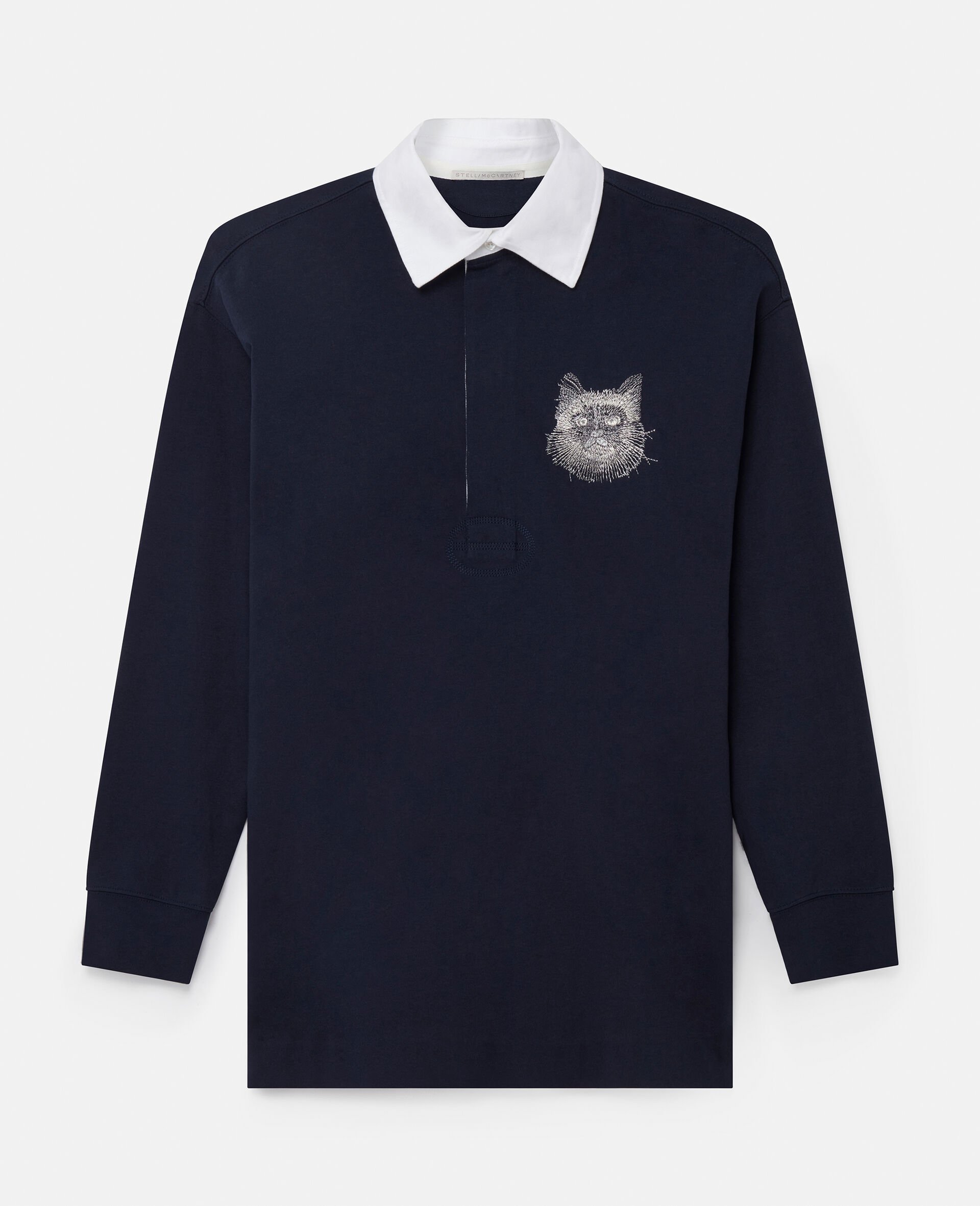 Cat-Embroidered Sweatshirt Dress