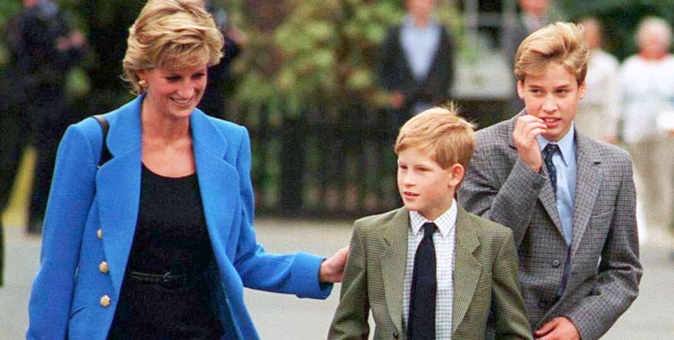 Princess Diana with a young Harry and William
