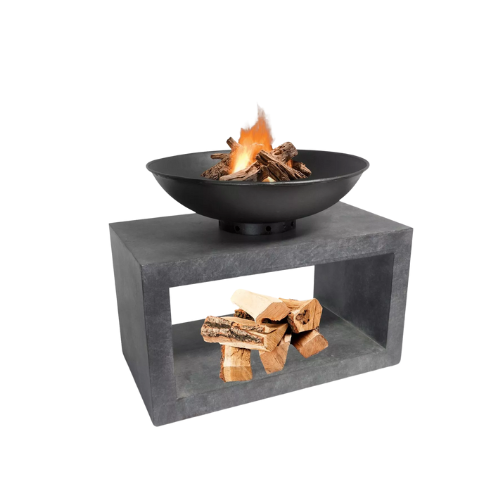 Ivyline Firepit Bowl and Rectangular Console Table, Grey/black