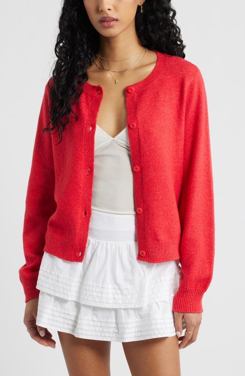 Crewneck Cotton Blend Cardigan