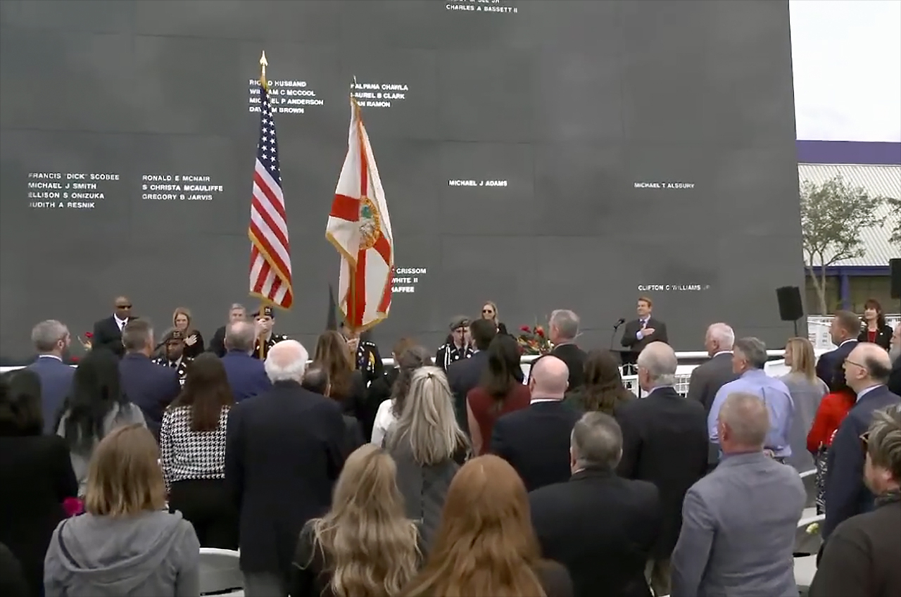 The Space Mirror Memorial at NASA's Kennedy Space Center in Florida honors 26 fallen astronauts, including the crew of STS-107, who were lost aboard the space shuttle Columbia 20 years ago on Feb. 1, 2003.