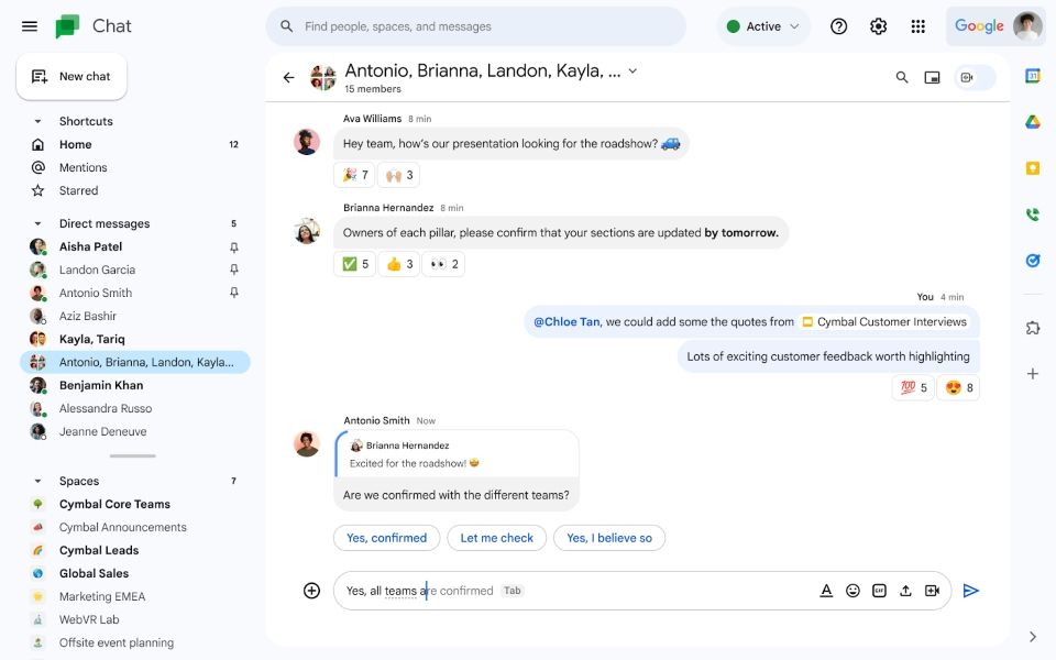 Google Chat tweak aims to help you better follow the conversation flow ...