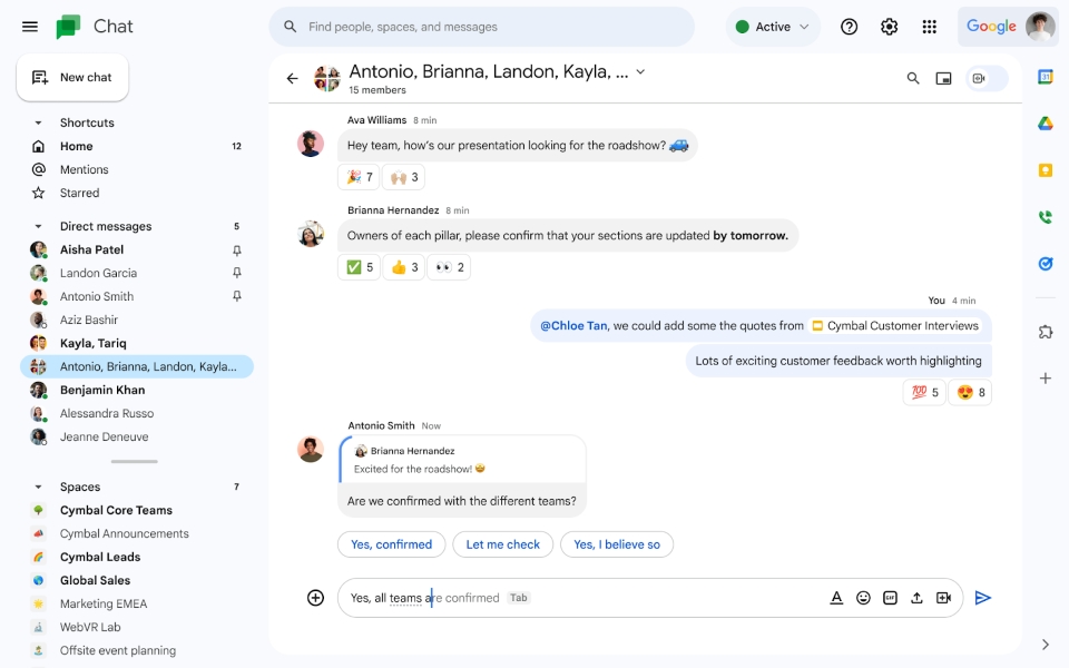 Google Chat tweak aims to help you better follow the conversation flow