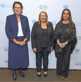 Left-Right: Simonetta Di Pippo, Director of UN Office for Outer Space Affairs, Marie-Louise Coleiro Preca, President of Malta and Namira Salim, Founder and Executive President of Space Trust.