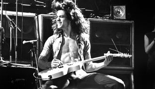 Eddie Van Halen performs onstage at Lewisham Odeon, London, 27th May 1978