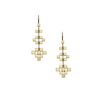 Diamond studded gold earrings