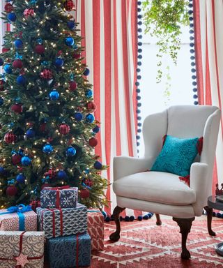 Christmas decor with gifts under tree