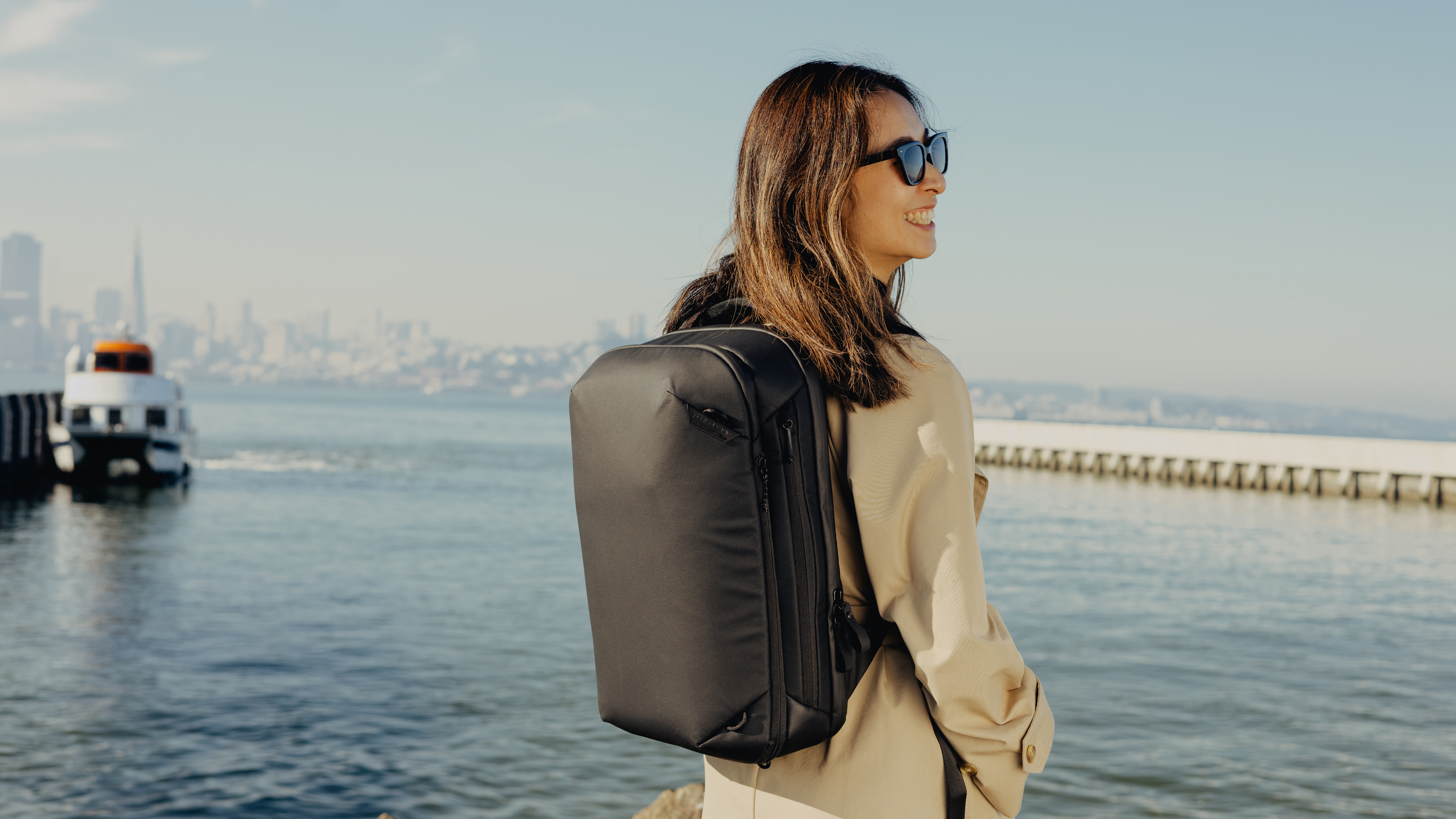 The Peak Design Travel Backpack 20L worn by a person