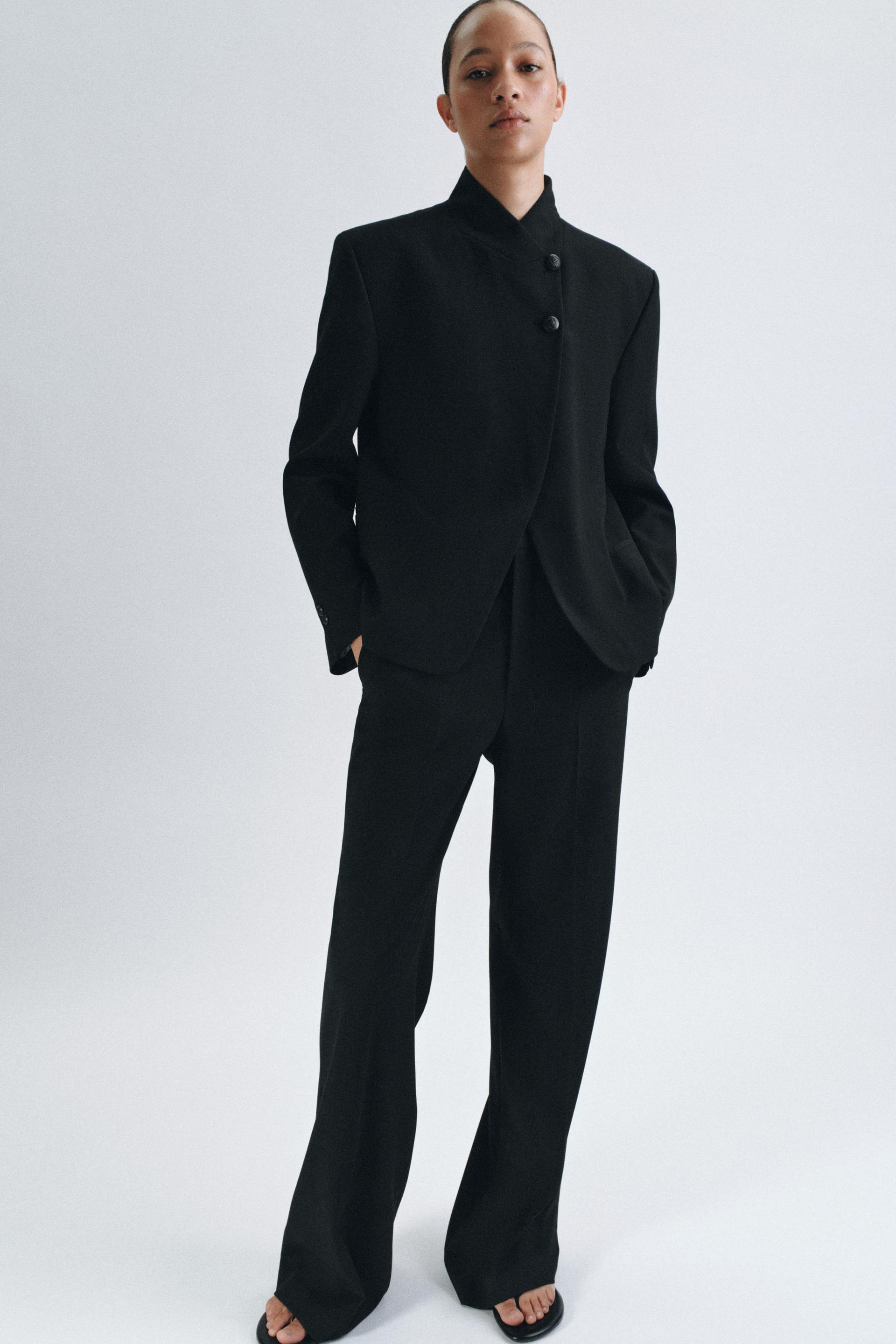 High-Waist Pinstripe Trousers Zw Collection