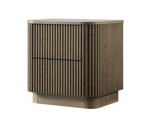 Maru 2-Drawer Bedside Table in Silver Oak