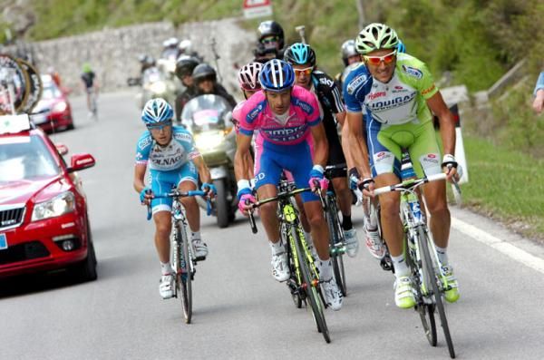 The Giro d'Italia contenders ride up the Passo Giau