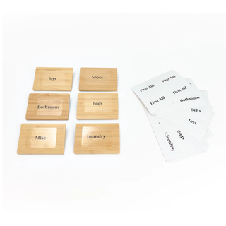 Cella Set of 6 Bamboo Bin Clips with Label Stickers