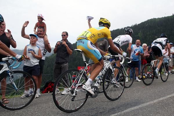 The leading quartet ascend the day's final climb, the Col de la Colombi&egrave;re.