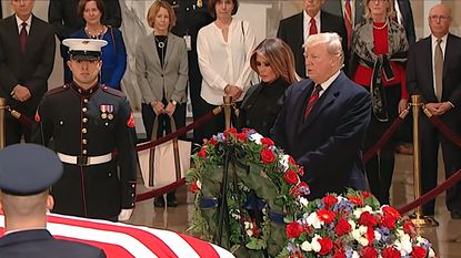 President Trump pays his respects to George H.W. Bush