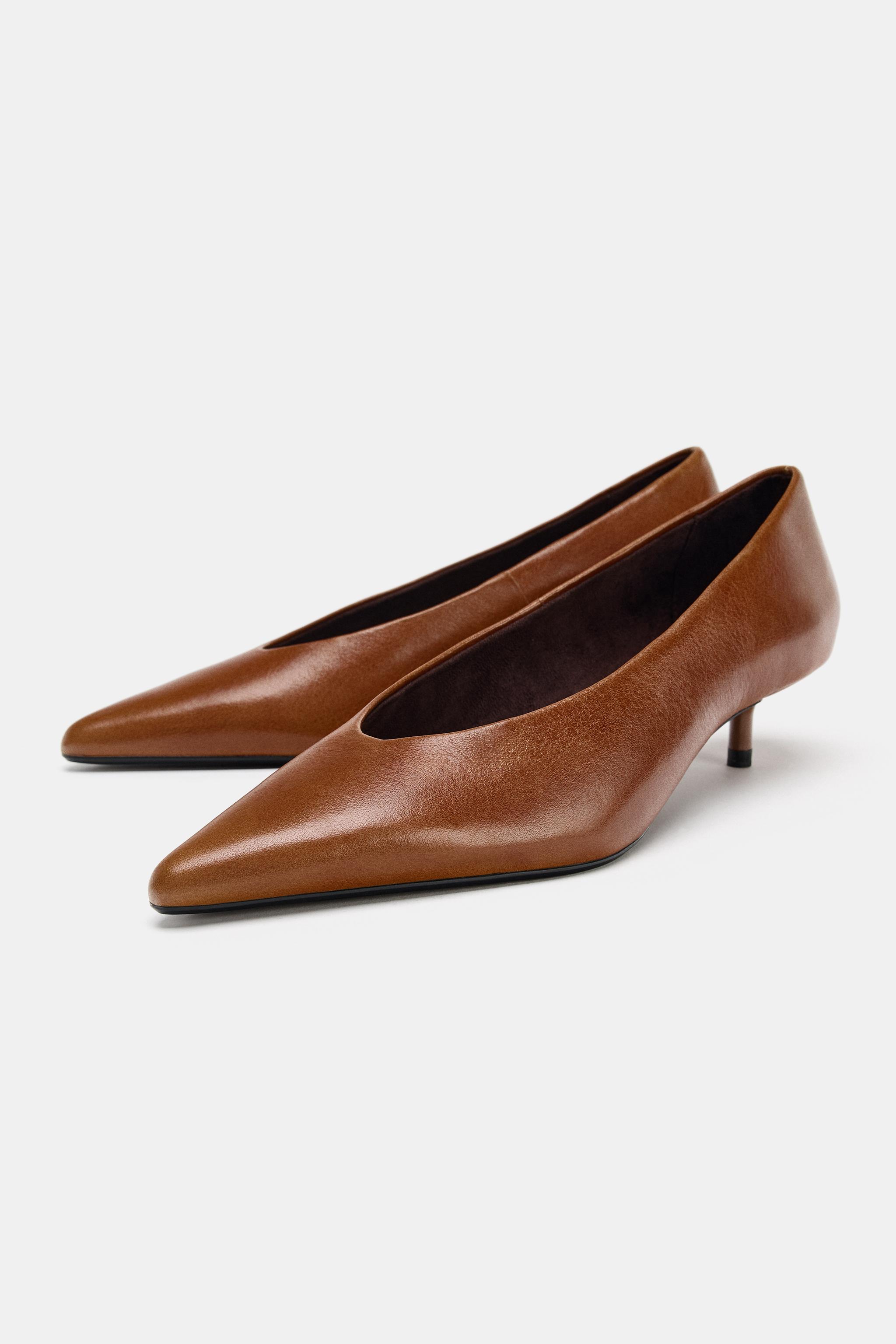 ZARA Leather Kitten Heel Shoes