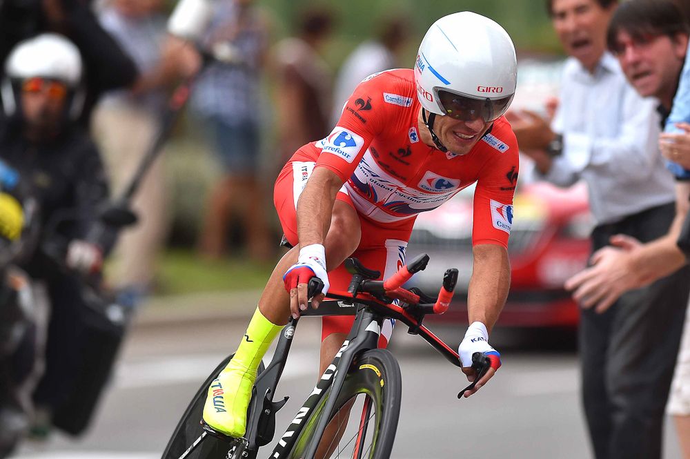 Joaquim Rodr&iacute;guez (Katusha) in action during stage 17 at the 2015 Vuelta a Espana.