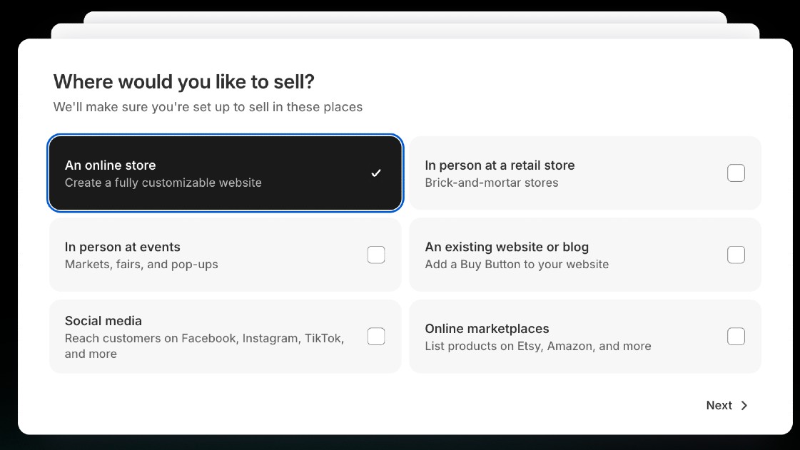 Screenshot of Shopify interface