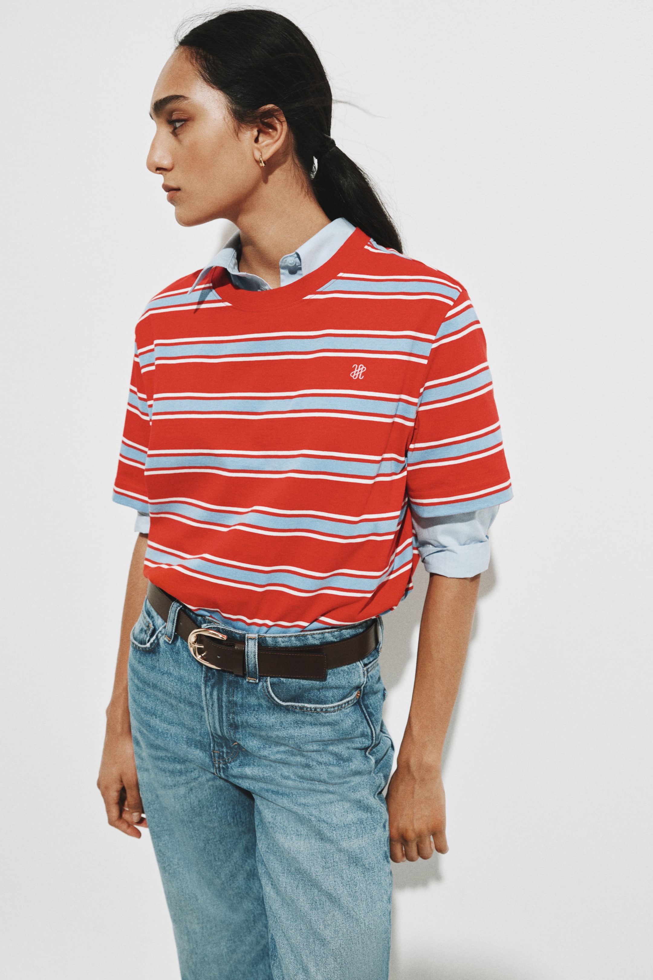 Cotton T-Shirt - Red/striped