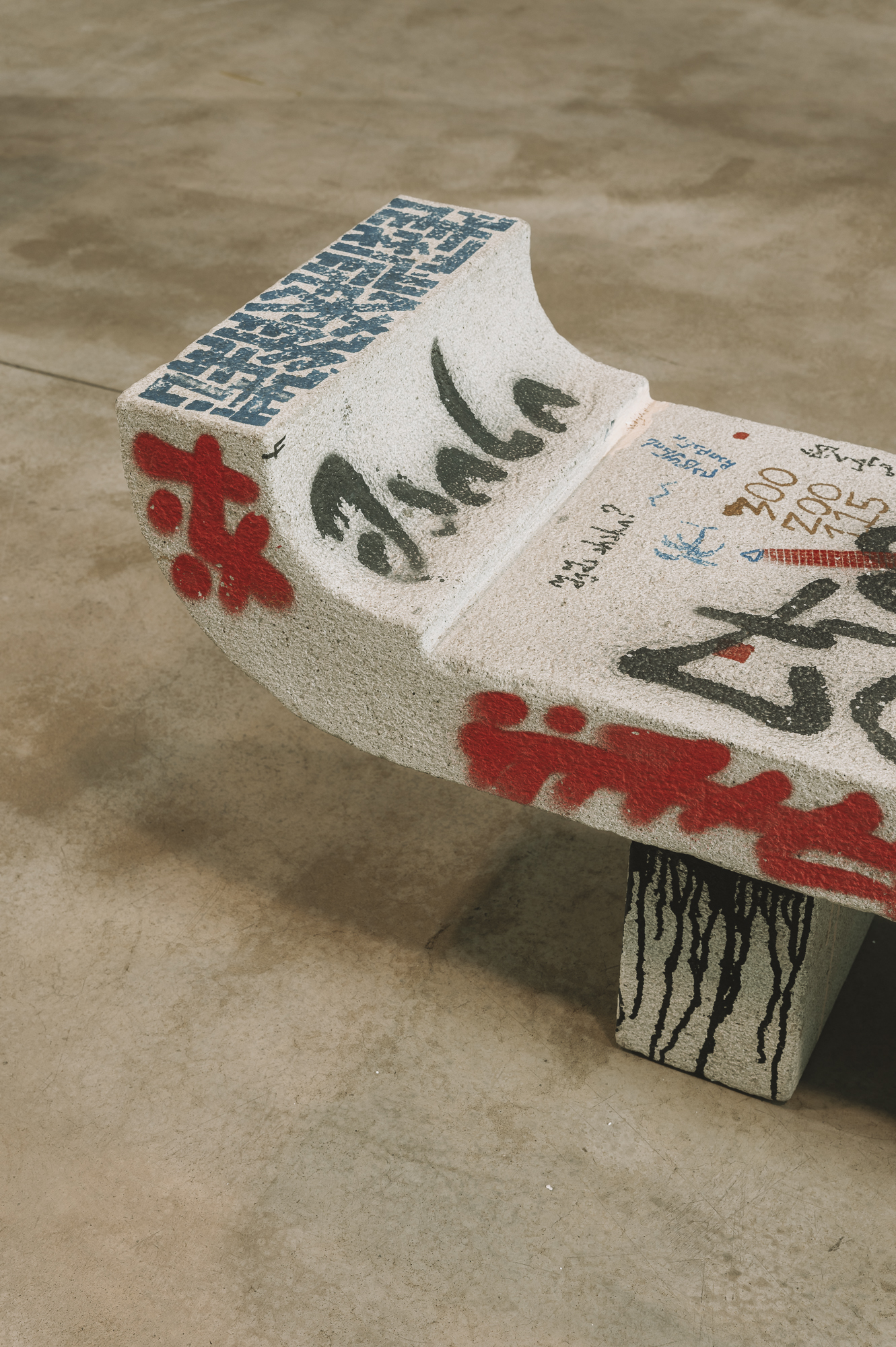 Bench with graffiti