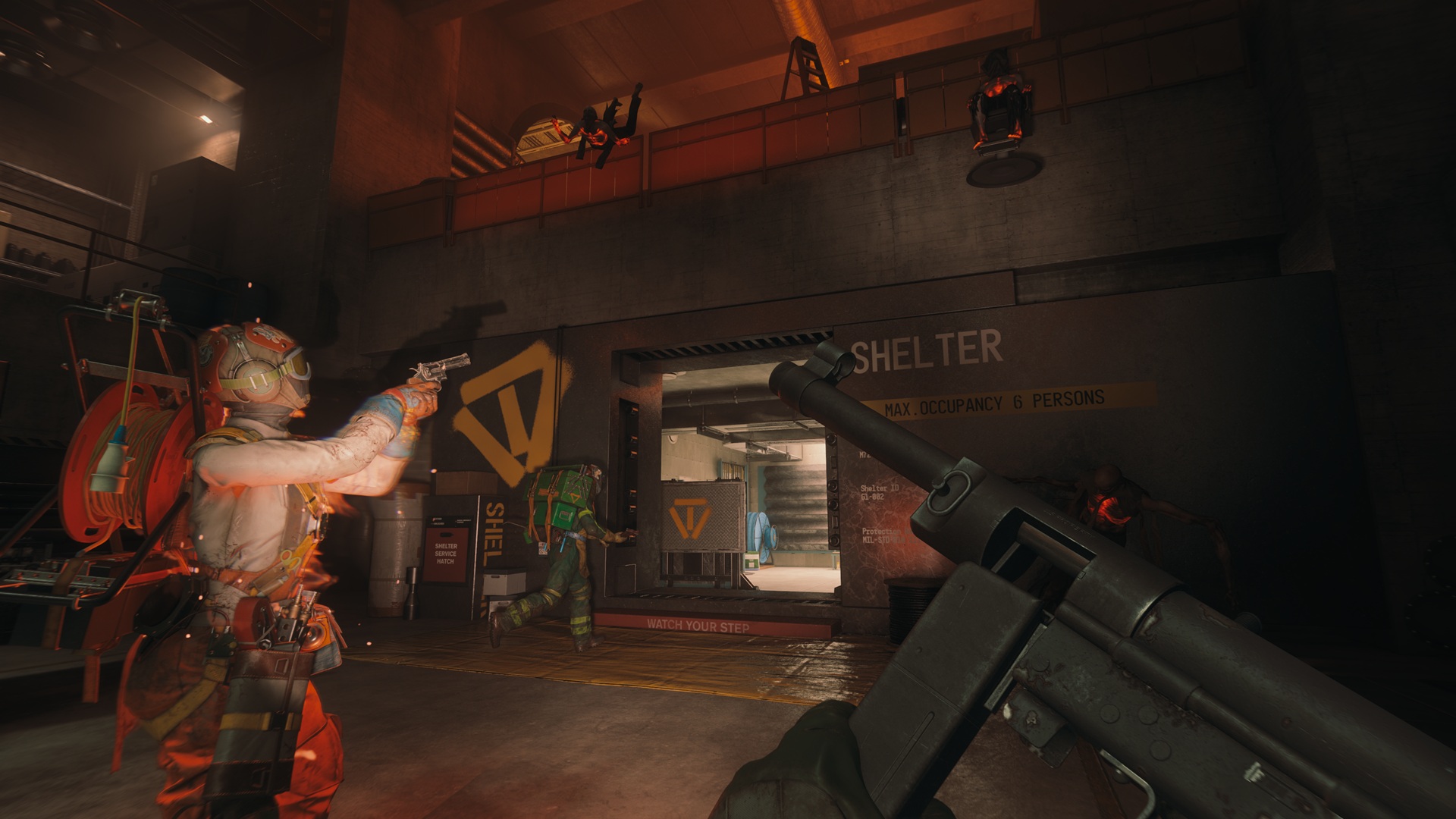 A squad running into a shelter in FBC: Firebreak