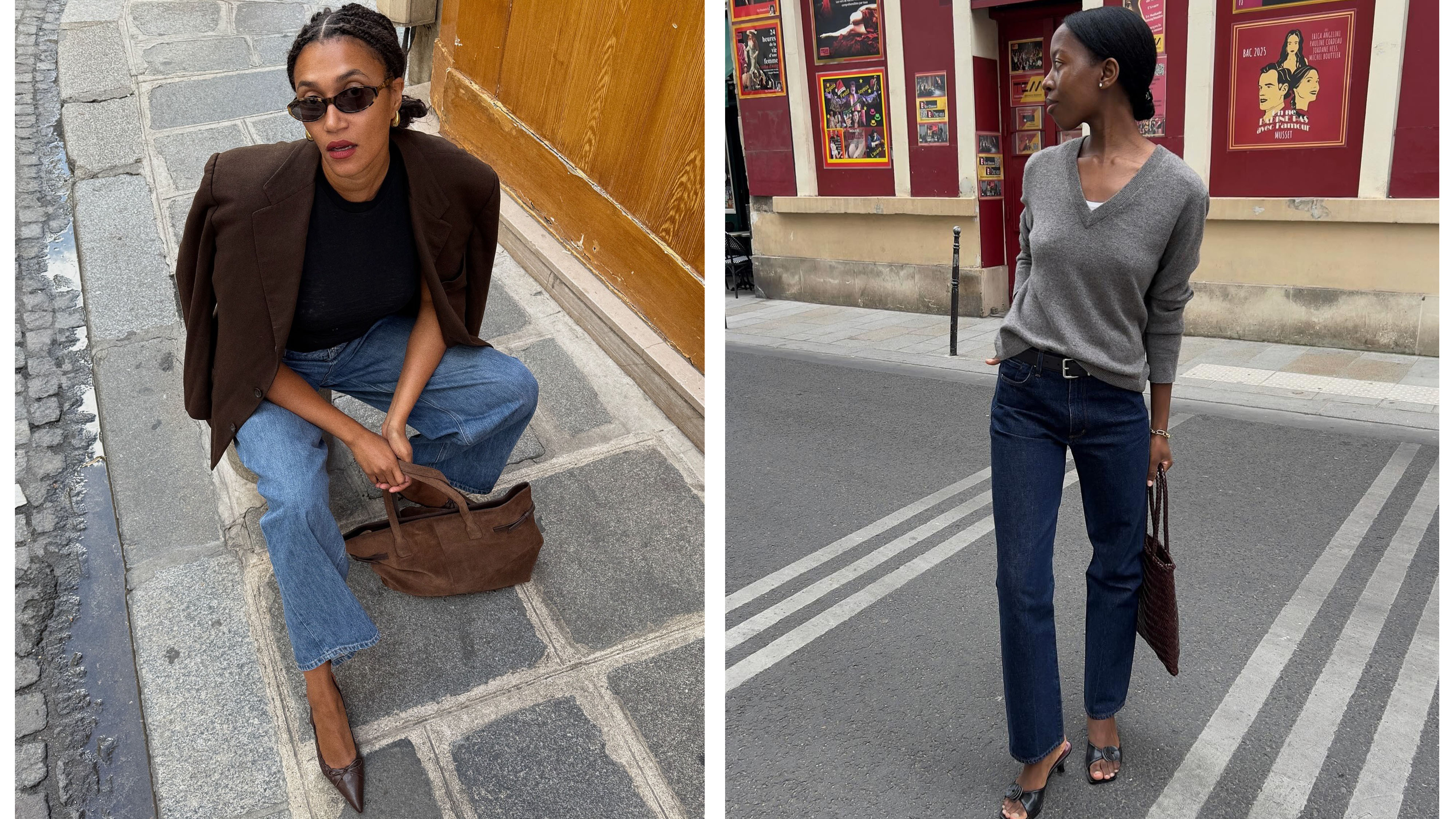 Women in fall jeans outfits.