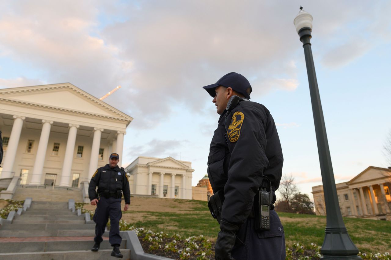 Virginia police outside the capitol