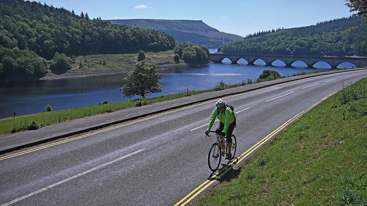 Cyclist by Ladybower Reservoir 