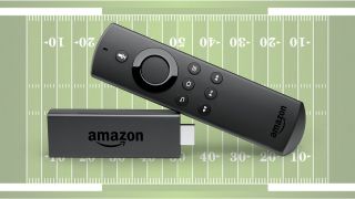 Amazon Fire Stick overlayed on an NFL pitch