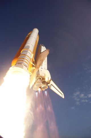 Space shuttle Discovery soars into space from Launch Pad 39A at NASA's Kennedy Space Center in Florida, on Feb. 24, 2011, beginning its final flight to the International Space Station on the STS-133 mission.