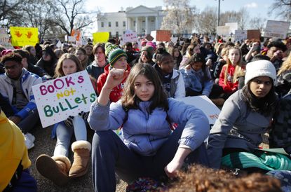 Students protest in front of the White House 