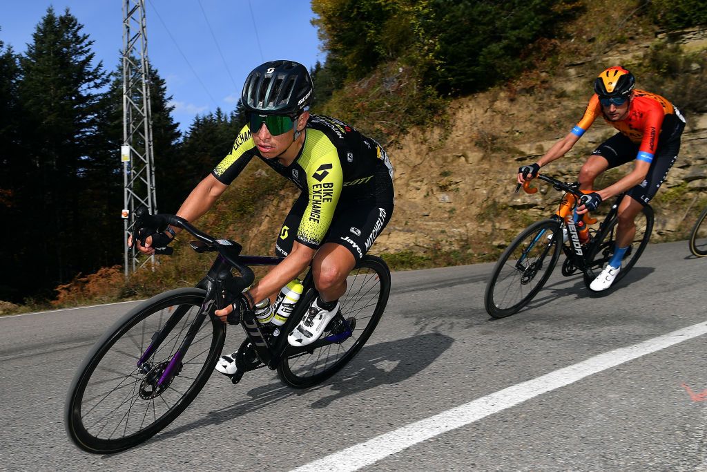 SABIANIGO SPAIN OCTOBER 24 Johan Esteban Chaves Rubio of Colombia and Team Mitchelton Scott Wouter Poels of The Netherlands and Team Bahrain Mclaren during the 75th Tour of Spain 2020 Stage 5 a 1844km Huesca to Sabinigo 835m lavuelta LaVuelta20 La Vuelta on October 24 2020 in Sabinigo Spain Photo by Justin SetterfieldGetty Images