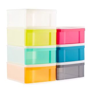 Multi-colored stacked storage containers