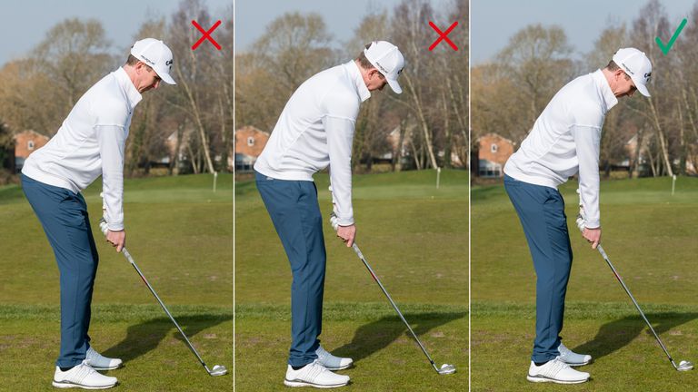PGA pro Ben Emerson demonstrating good and bad golf postures