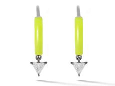 Highlighter yellow and diamond Eva Fehren earrings 