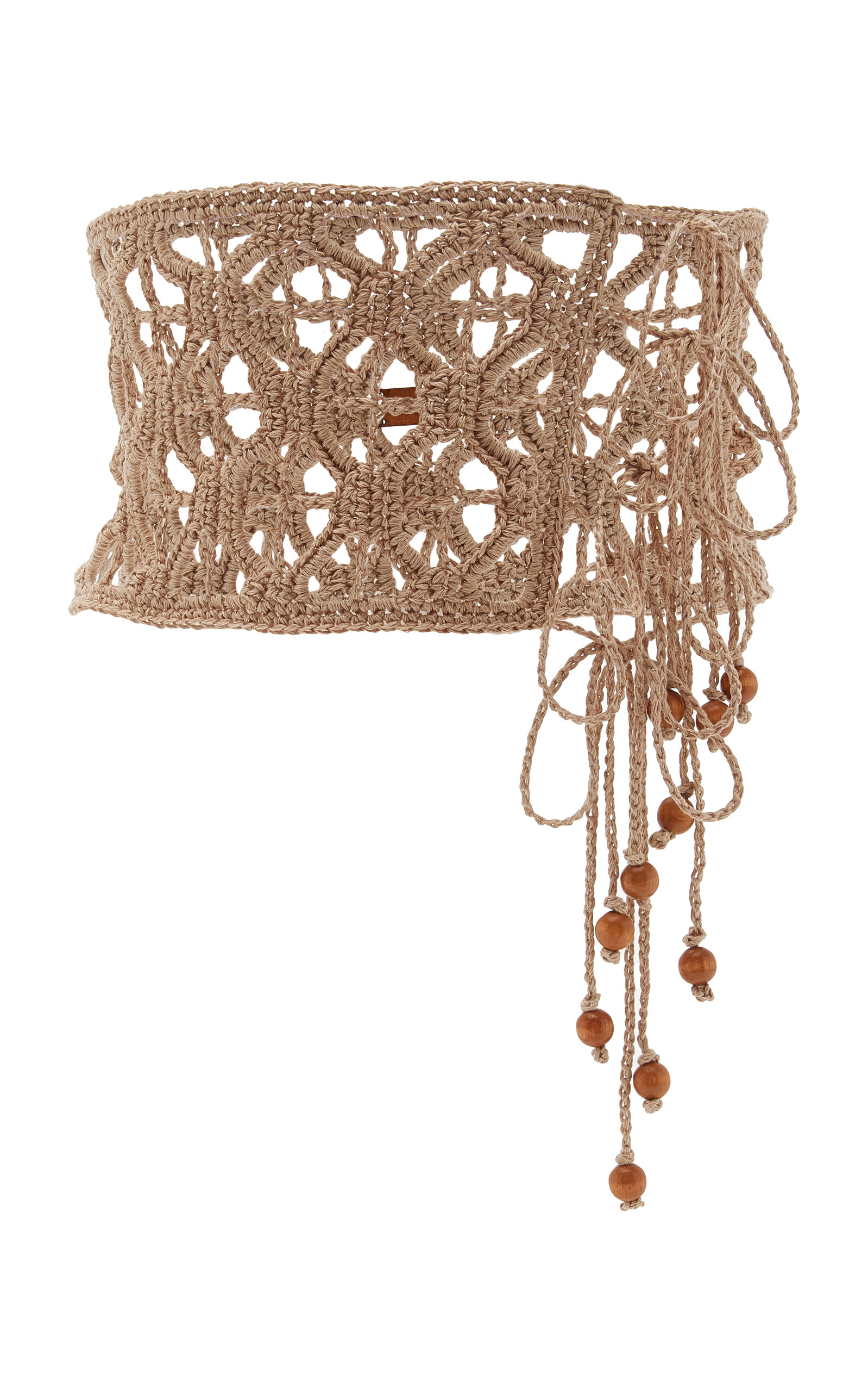 Exclusive La Isla Anzu Beaded Crocheted Linen Belt