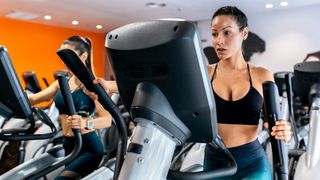 Women using elliptical machines in the gym