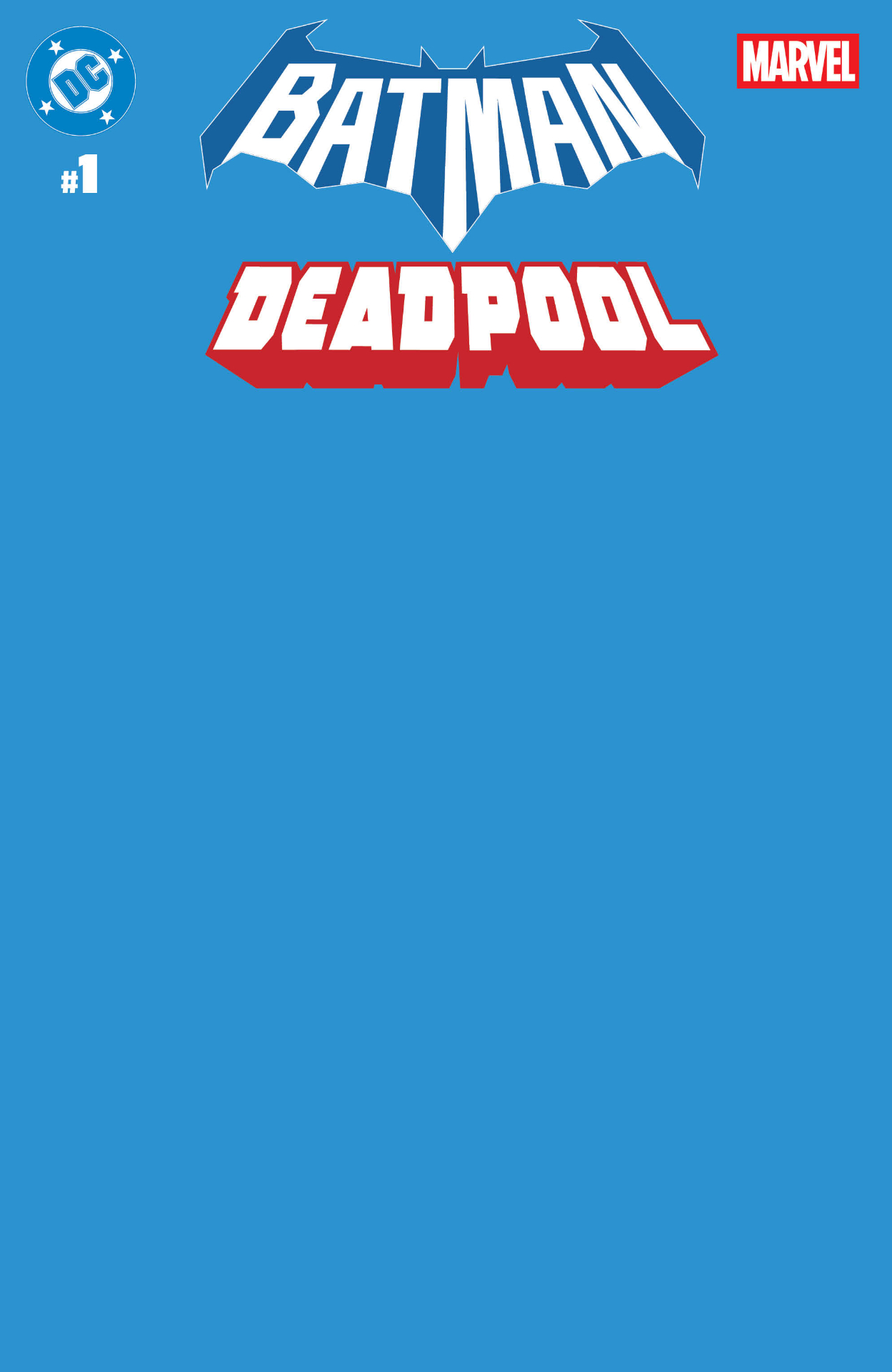 A blank blue cover with the Batman/Deadpool trade dress
