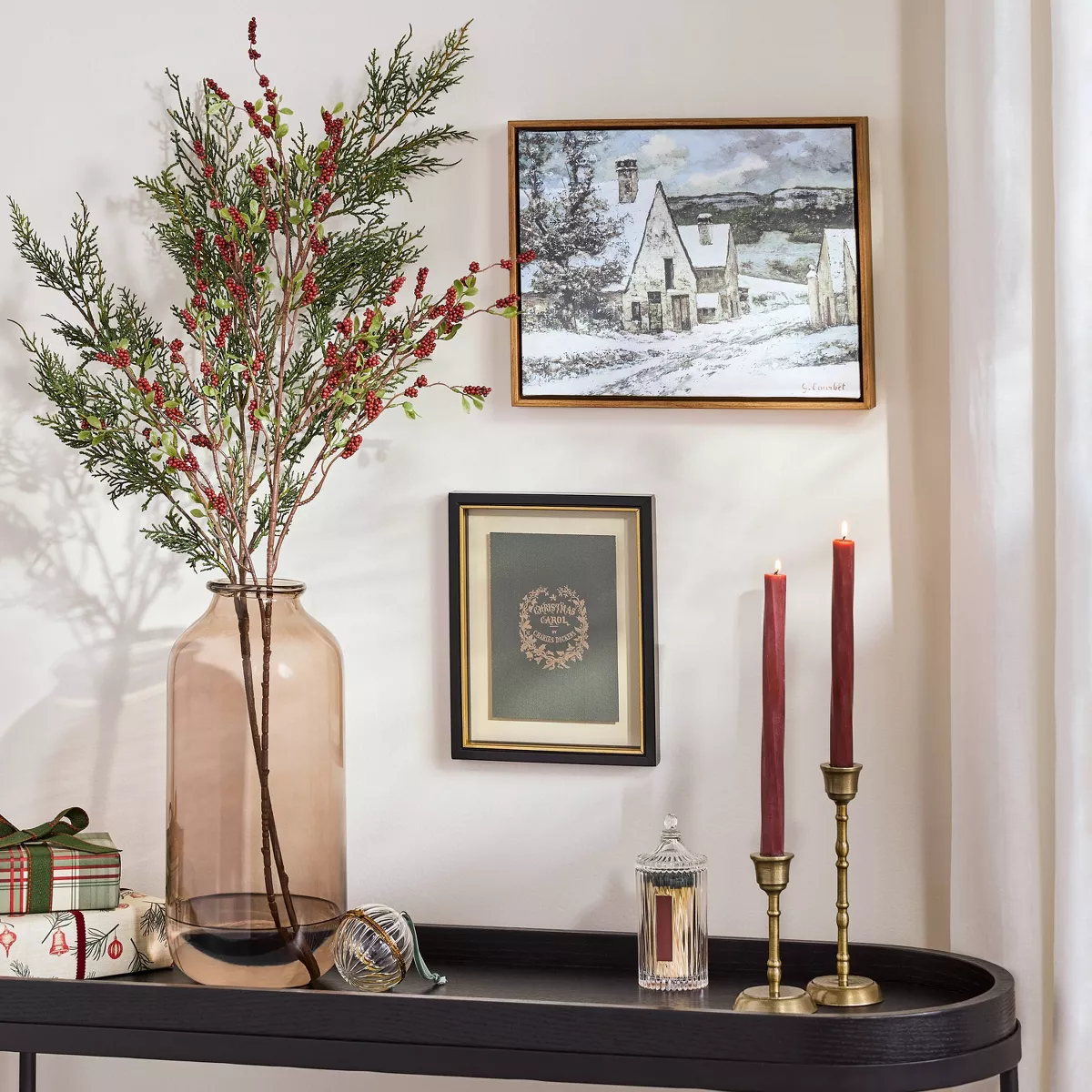 36u0026#34; Red Winter Berry Artificial Stem - Hearth U0026#38; Handu0026#8482; With Magnolia