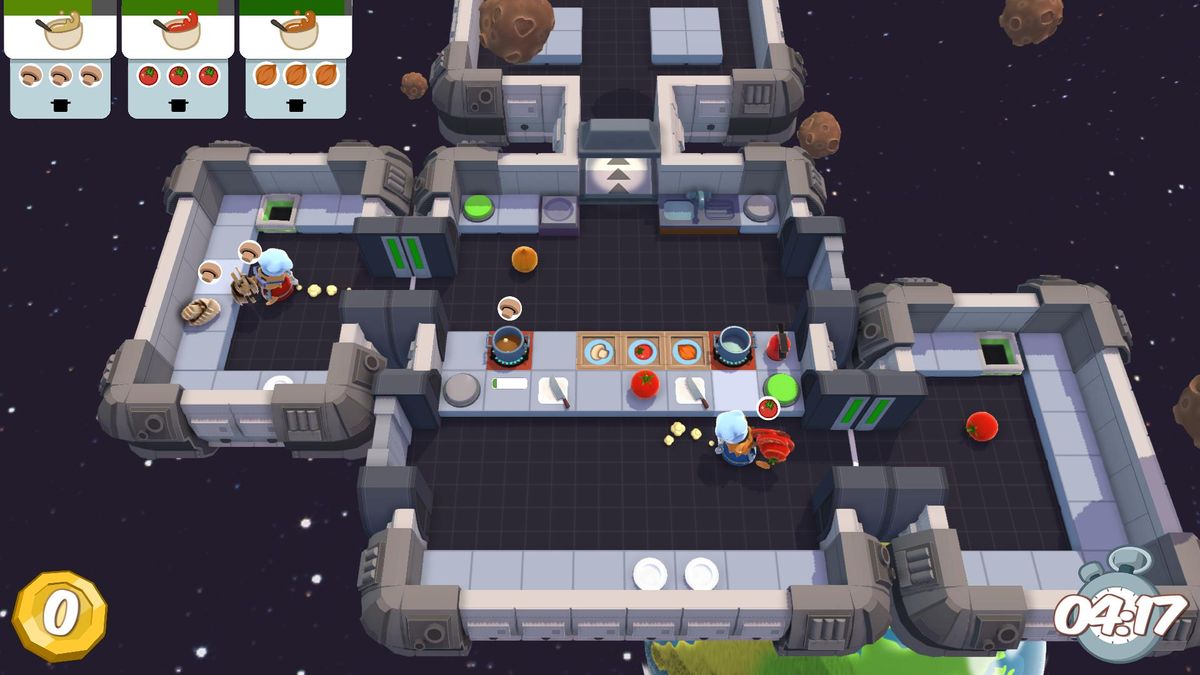 The space levels use a series of buttons and doors to separate your team and make moving around difficult.