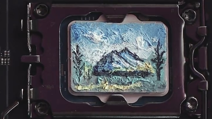 Cooler Master painted a landscape onto a CPU using thermal paste and the hardware nerd in me can't help but think 'that's way too much'