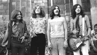 (from left) John Paul Jones, Robert Plant, John Bonham and Jimmy Page of Led Zeppelin, pictured in 1969